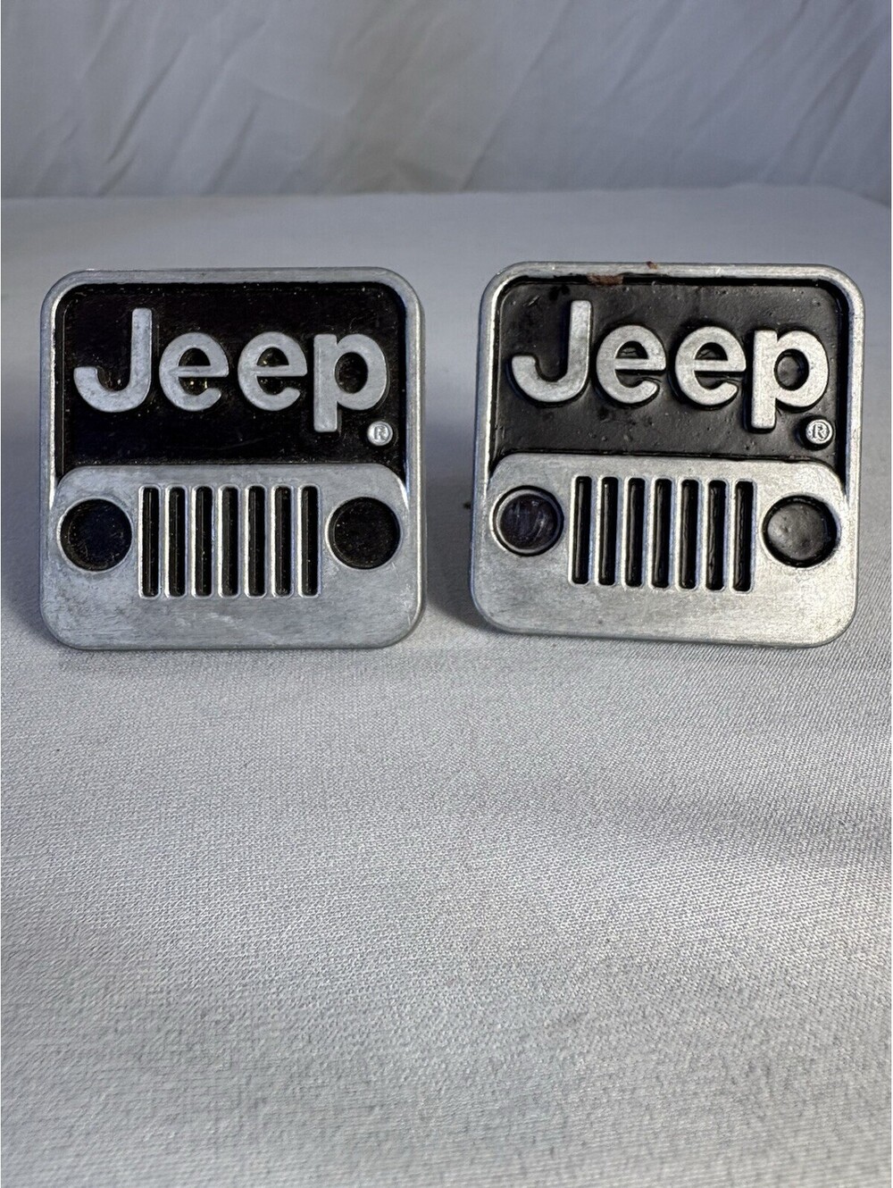 Set of 2 Jeep Grille Cabinet Drawer Knobs Pulls Metal Silver Black 2”
